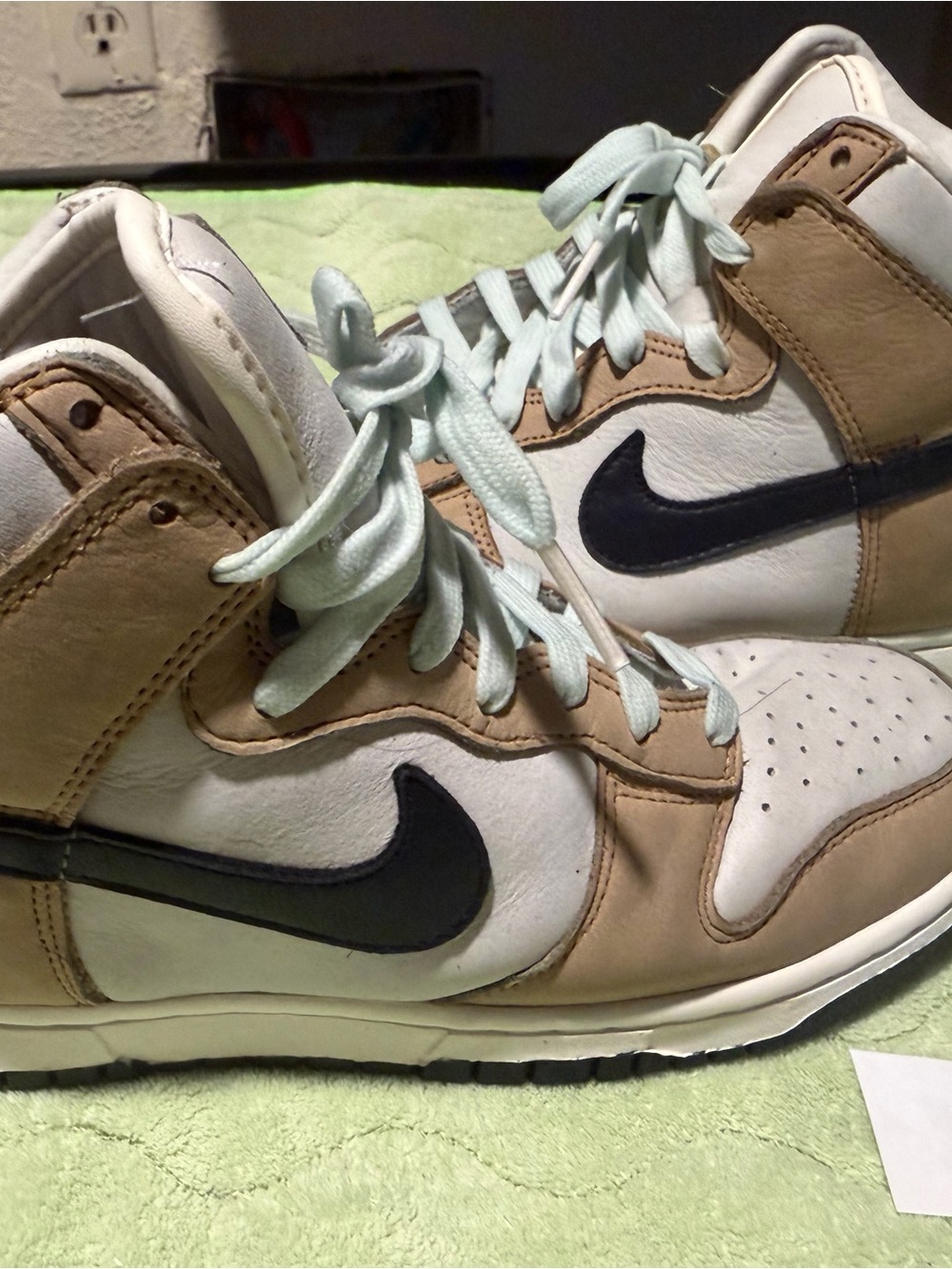 Nike Women's White & Tan High-Top Sneakers with Black Swoosh